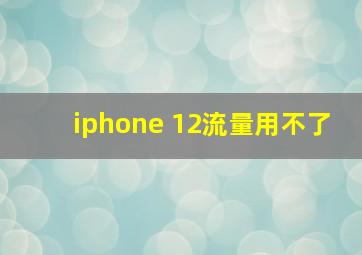 iphone 12流量用不了